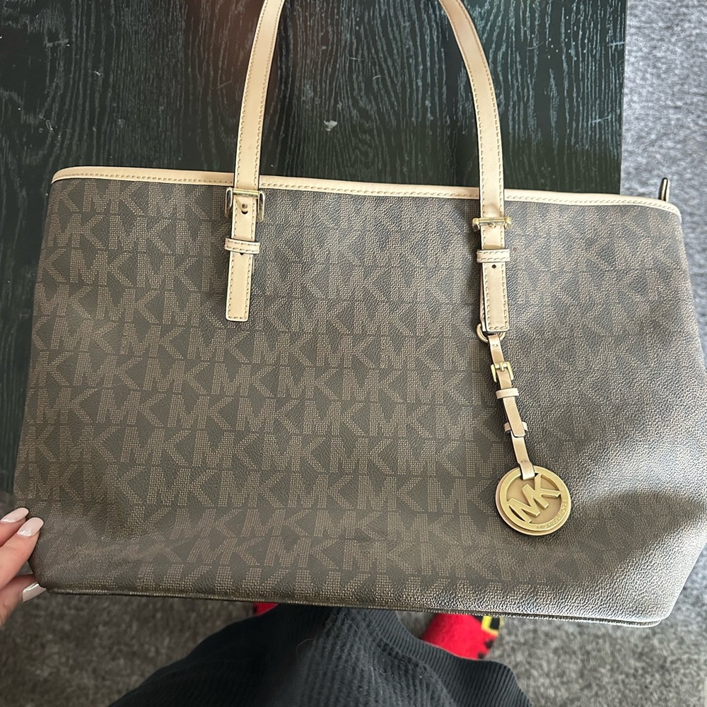 Michael Kors Beige and Brown Signature Tote